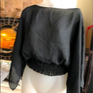 StudioY Large Black dressy butterfly 🦋 crop top